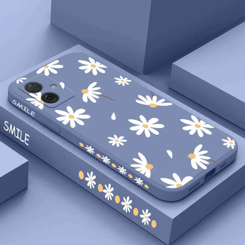 G54 Elegant Daisy Silicone Phone Case For Motorola Moto G54 G53 G52 G50 G42 G20 G84 G34 G22 G24 G14 G13 G30 G9 G9Plus G8 Cover