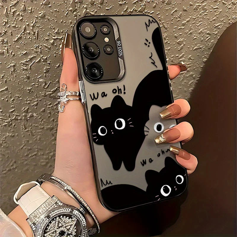 For Samsung Galaxy S25 Ultra Case Samsung S24 S24Ultra S22 S23 FE S 25 Case IMD Black Long Snake Animal Pattern Hard Phone Cover