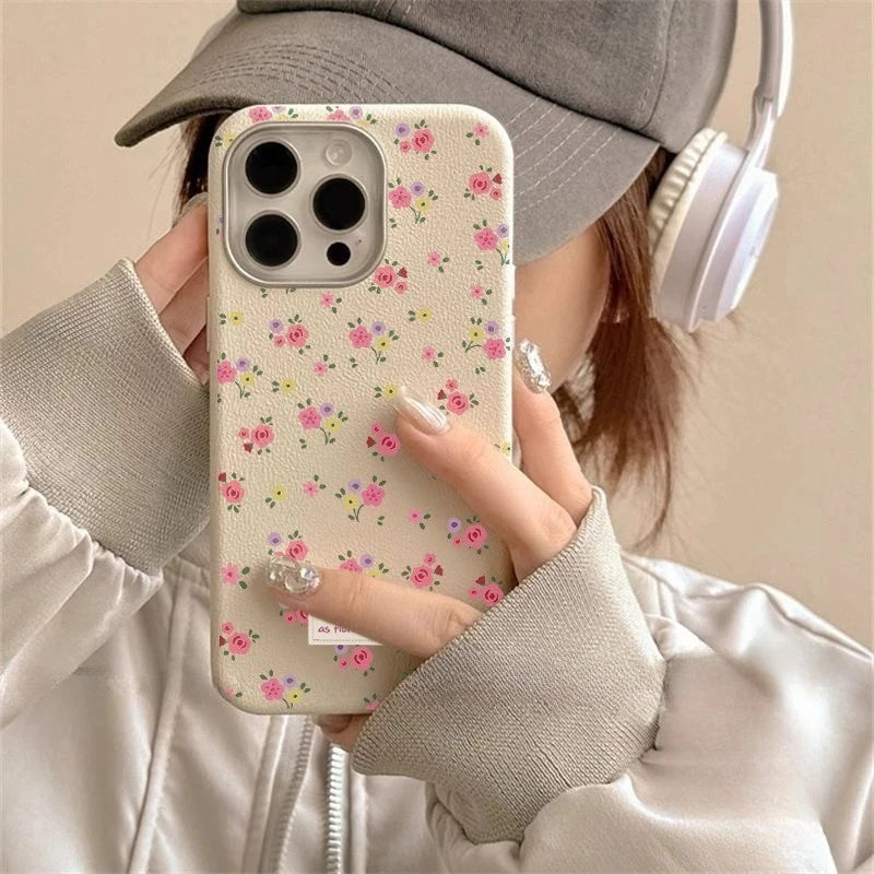 For Samsung Galaxy A26 S25 S24 S23 Plus Ultra FE S25+ S24+ S23+ Phone Case Elegant Spring Leather Cute Flower Soft Cover