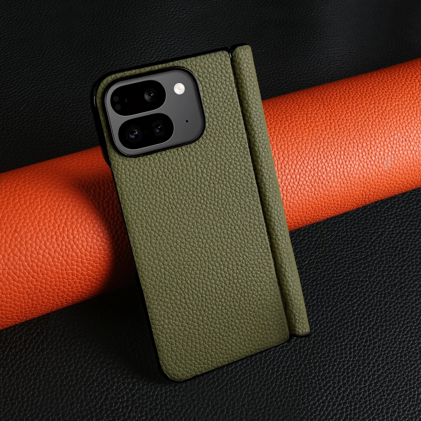 For Google Pixel 9 Pro Fold Case Genuine Leather Cover Pixel 9Pro Fold Capa Protective Etui Back Coque Carcasa without front