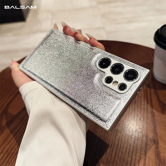 Luxury PU Leather Pattern Camera Protection Phone Case For Samsung Galaxy S25 S24 S23 S22 S21 Ultra Plus Matte Shockproof Cover