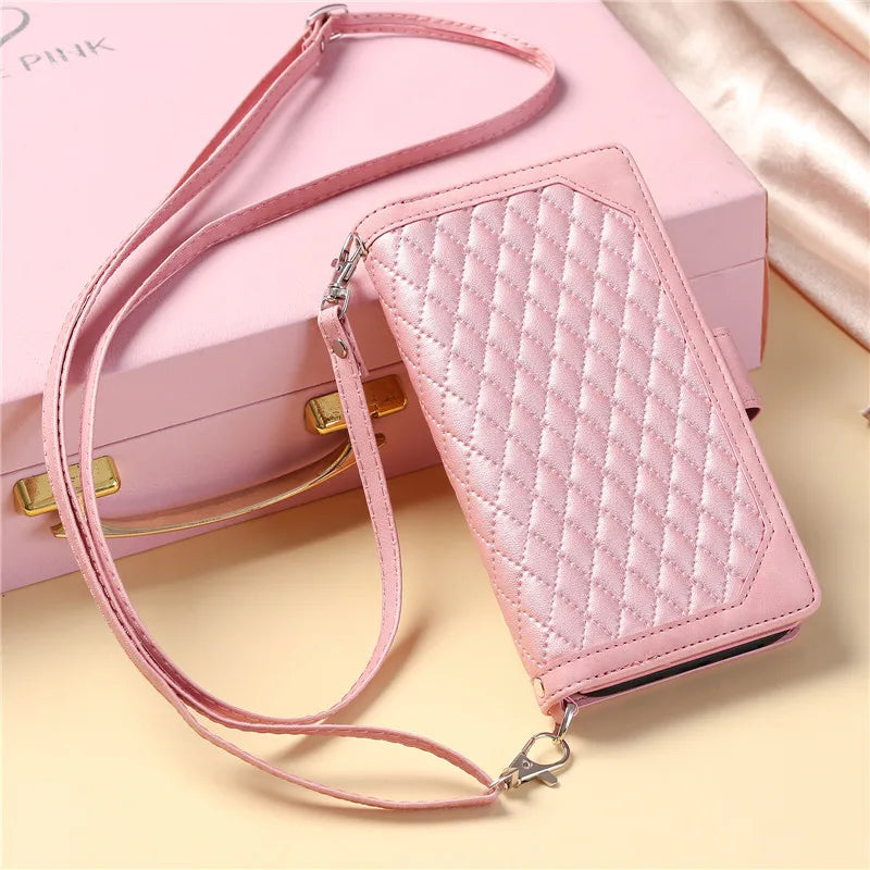 Long Lanyard Zipper Wallet Flip Leather Phone Case for Google Pixel 10 Pro XL 9 9A 8 8A 7 7A 6 6A Purse Card Cover Coque Etui