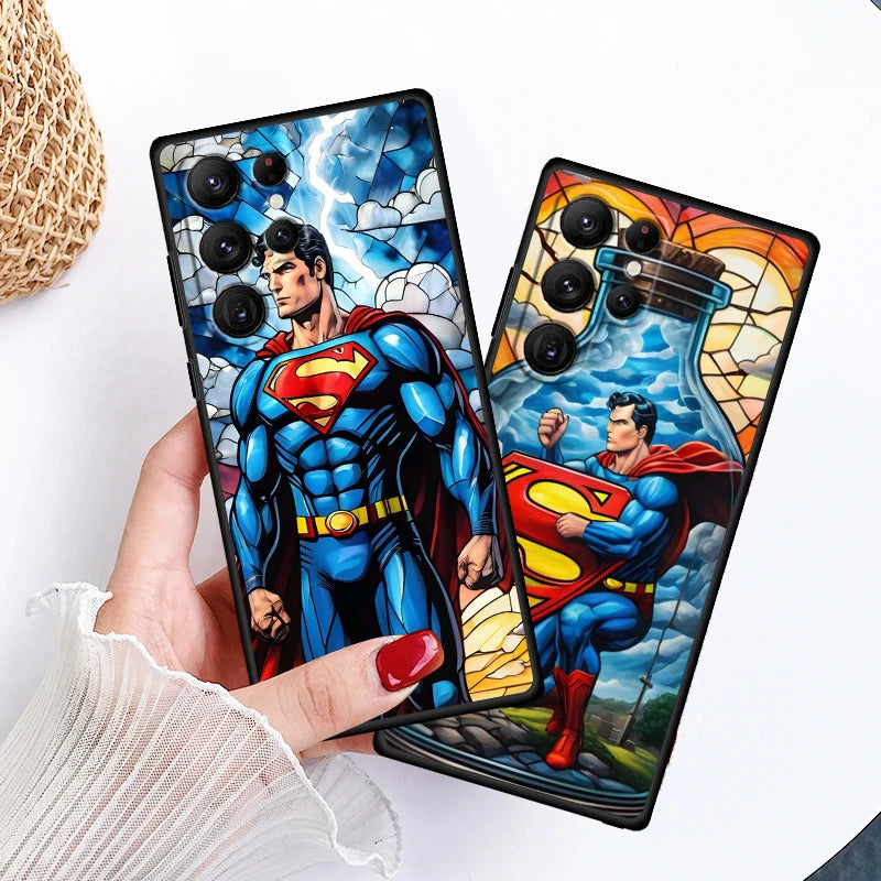 Luxury S-Supermans Comics Cool For Samsung Galaxy S24 S23 S22 S21 S20 FE S10 S10E Plus Ultra Pro Lite 5G Black Funda Phone Case