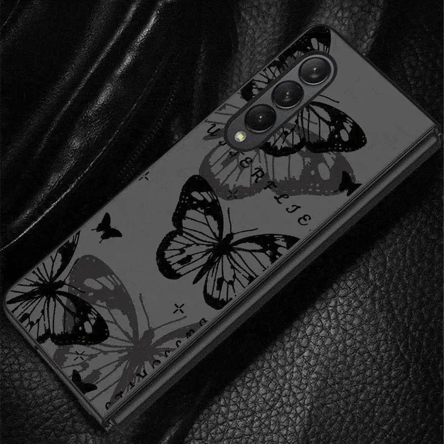 INS Retro Butterfly Cases for Samsung Galaxy Z Fold6 Z Fold3 ZFold4 Z Fold5 5G Z Fold4 5G Coque Bumper Shockproof Cover