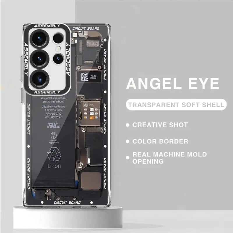 Circuit Board Pattern Case for Samsung Galaxy S24 Ultra S20 FE S21 S22 Plus S23 Ultra 5G S23 FE Transparent Clear Soft Silicone