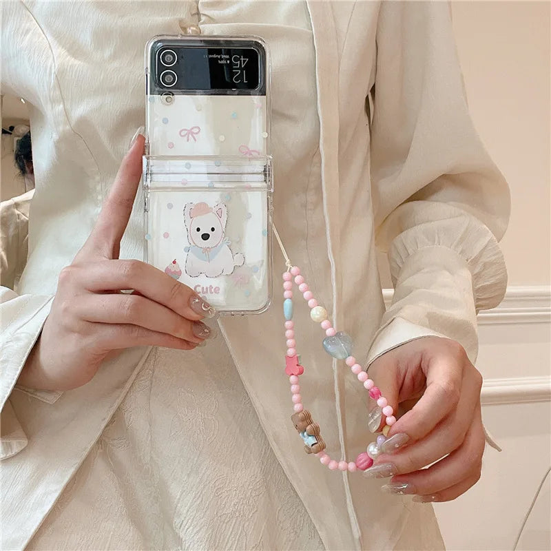 White Dog Phone Case for Samsung Galaxy Z Flip 7 6 5 4 Protective Back Cover for ZFlip5 ZFlip6 ZFlip7 Case Shell