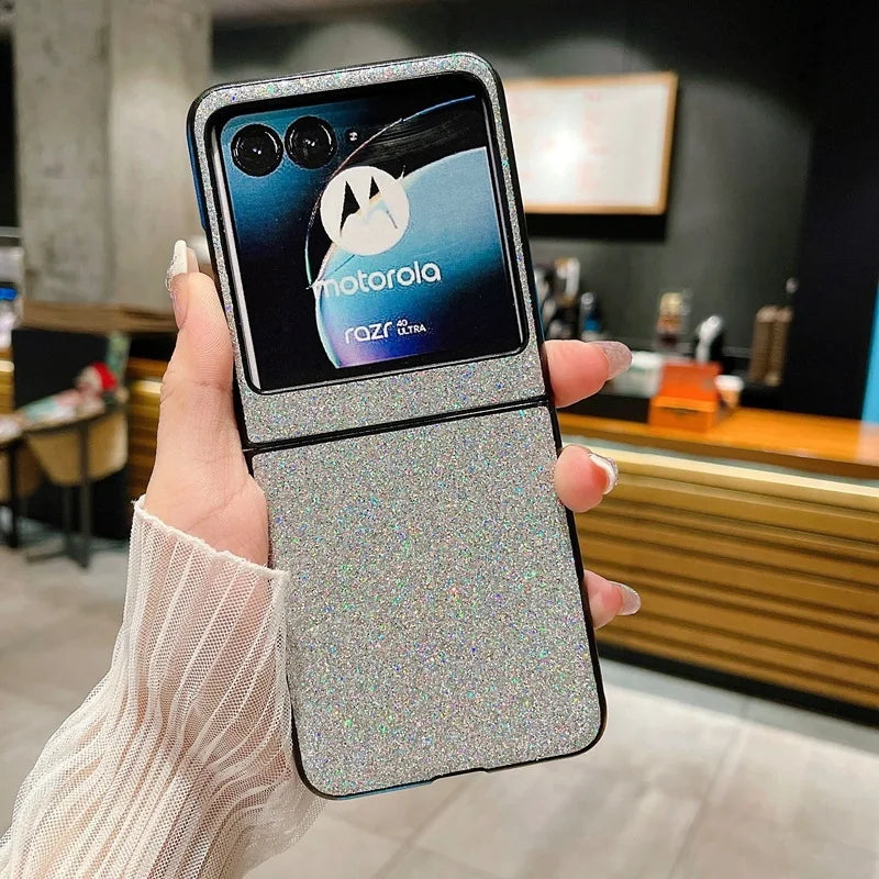 Luxury Bling Glitter Phone Case For Motorola Razr 50 40 Ultra Moto Razr40 Razr50Ultra 2023 Slim Hard Plastic PU Leather Cover
