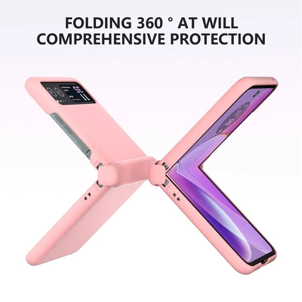Candy Color Hinge Protective Case For MOTO Razr 50 Ultra Skin Feel Shockproof Flip Cover For MOTO Razr 40 PC Bumper Shell Funda