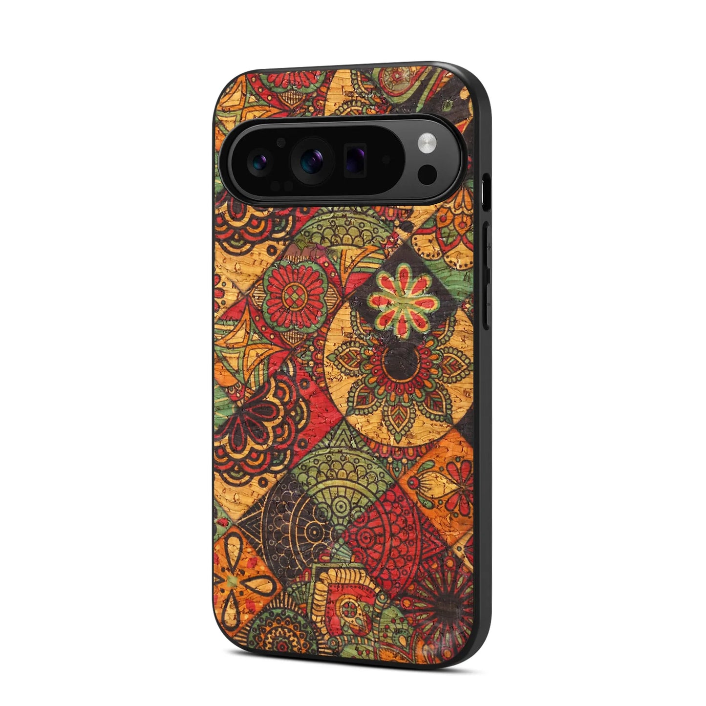 Luxury Phone Case for Google Pixel 10 Pro Xl 9 Pro 9A 8 8A 7 7A 6 6A Flower Design Cork Fabric Synthetic PU Leather Soft Cover