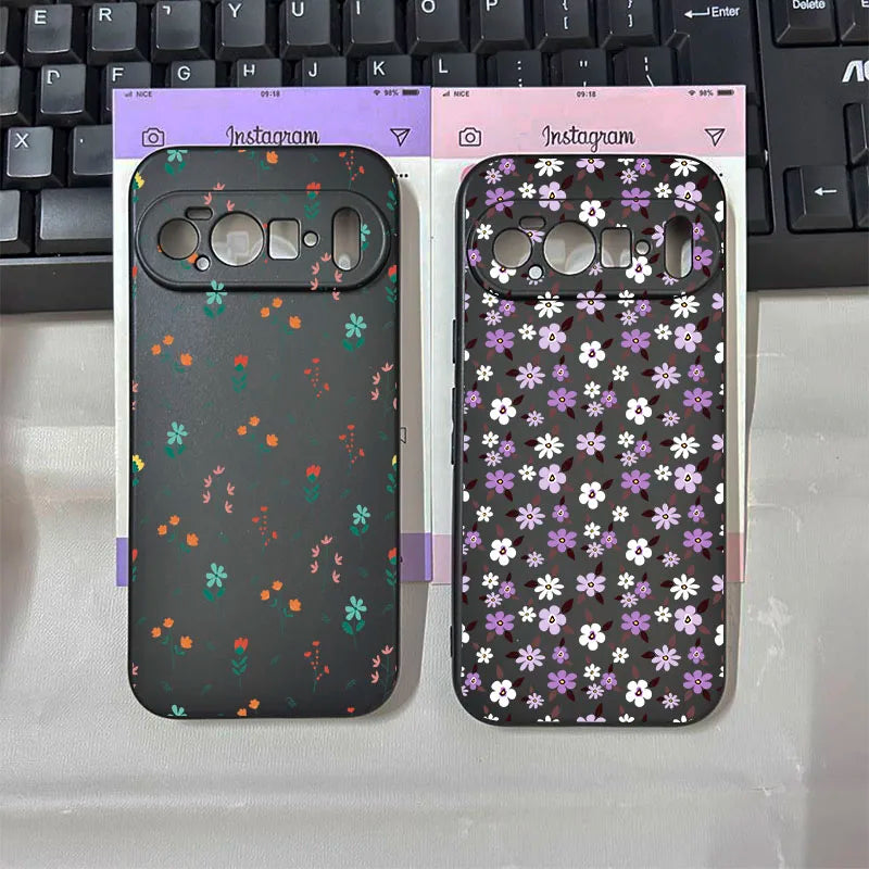 For 10Pro New Luxury Small Daisy Flower Phone Case for Google Pixel 10 9 Pro XL 8A 7A 6a 6 7 8 Pro 5G Soft Black Protector Cover