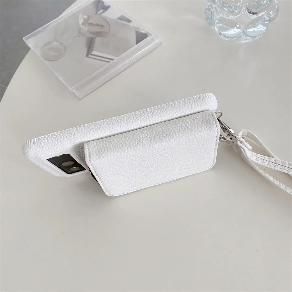 For Google Pixel 9 8 7 6 5 Pro XL 8 A 7A 6A Phone Case  Leather Litchi Wallet Card Bag Shoulder Strap Lanyard Stand Holder Cover