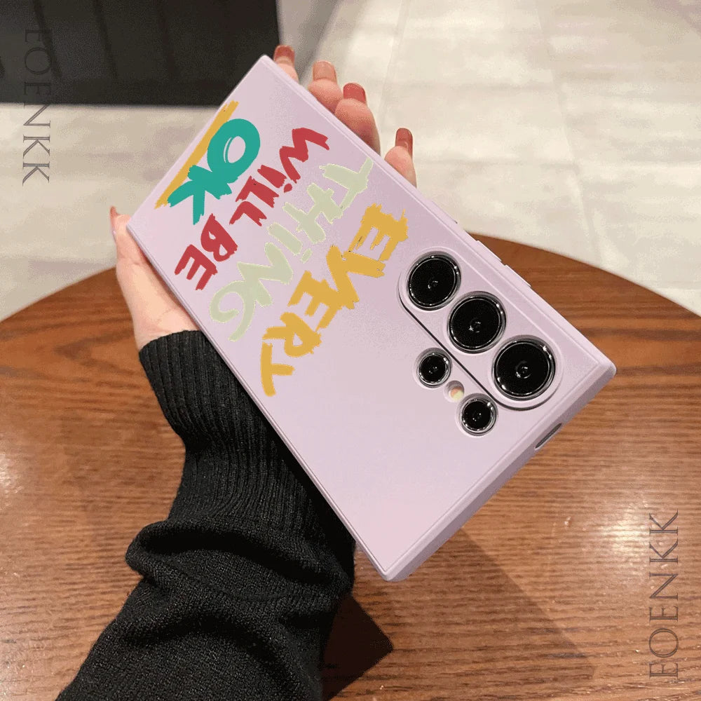 Simple Letters Silicone Case For Samsung Galaxy S25 S24 S23 S22 S21 Ultra FE A35/A54/A55/A34 5G Note 10/20 Plus Anti-Slip Cover