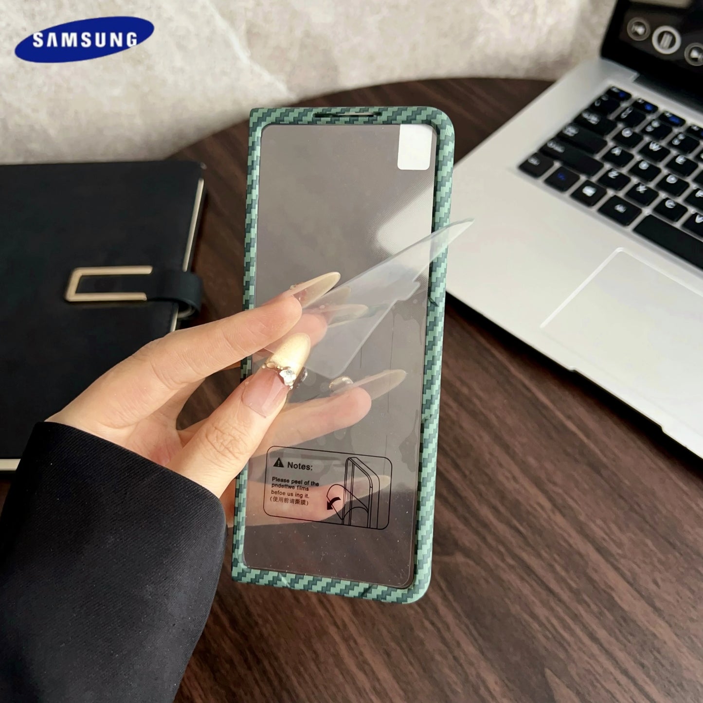 Carbon Fiber Magnetic Case For Samsung Galaxy Z Fold 6 5 4 3 For Magsafe Ultra Thin Wireless Charging Cover With Screen Film