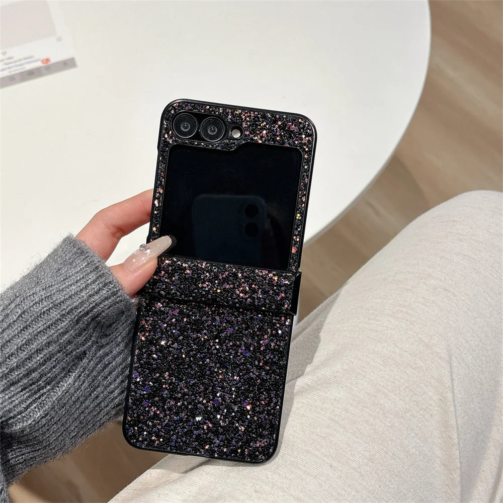 Luxury Bling Glitter Diamond Starry Sky Case For Samsung Z Fold Z Flip 6 5 4 3 ZFold6 ZFlip6 Shiny Shockproof Hinge Protect Capa