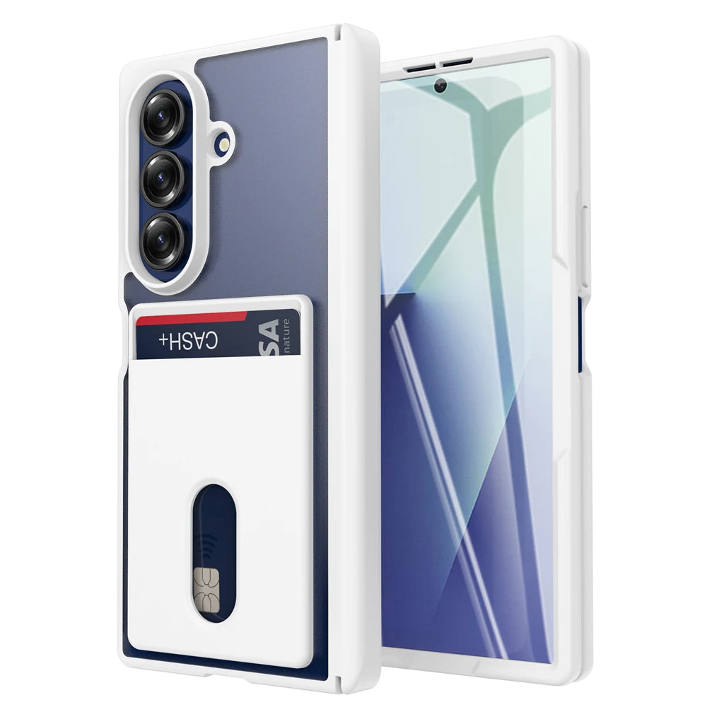 Shockproof Acrylic Card Bag Case For Samsung Galaxy Z Fold 7 5G Tempered Glass Screen Protector Magnetic With Hinge Back Cover