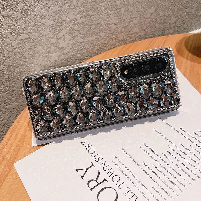 Rhinestone Phone Case For Samsung Galaxy Z Fold 4 5 3 2 6 7 Crystal Designer Carcasa Cases Luxury Telefon Funda Kilifi