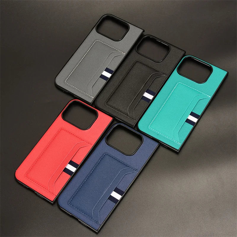 PU Leather Texture Case for Google Pixel 9 Pro Fold Cover Card Slots Lightweight Coque Fundas Capa