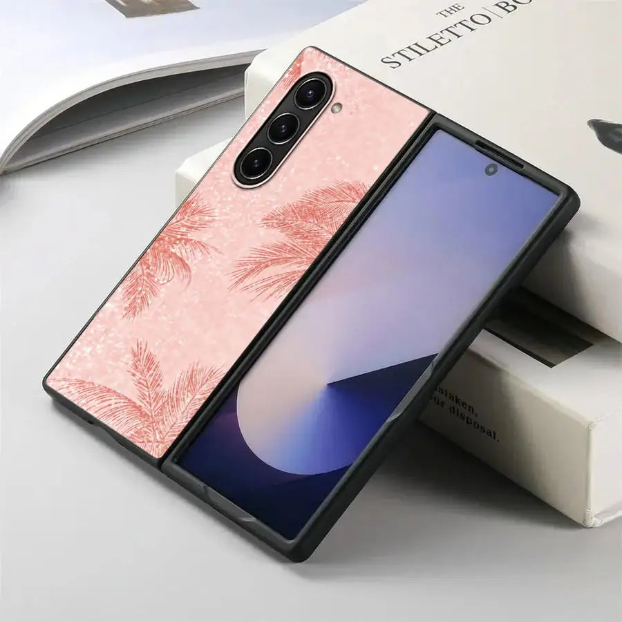 Pink Bling Picture Back Phone Cover Case for Samsung Galaxy ZFold3 ZFold7 ZFold5 Z Fold 7 6 5 4 3 ZFold4 ZFold6