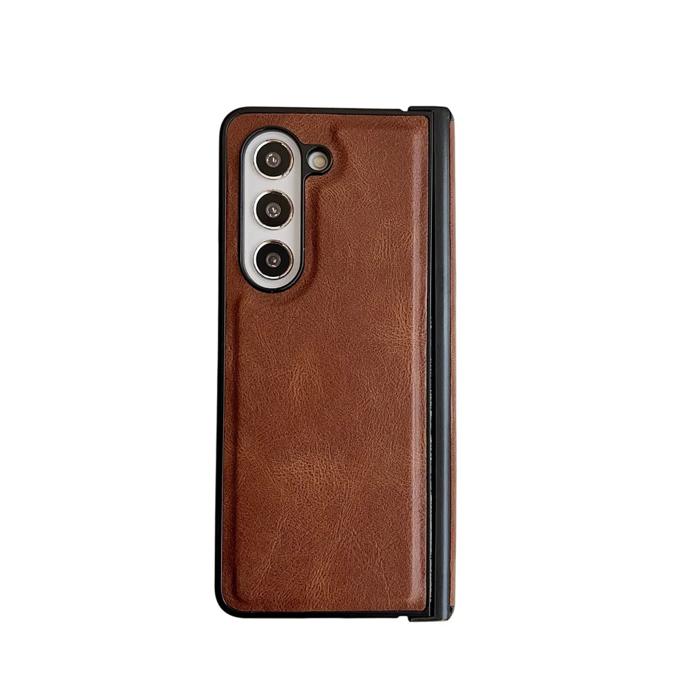 Business PU Leather Case For Samsung Galaxy Z Fold 7 6 5 4 Detachable Medium Axis Protection Mobile Phone Cover