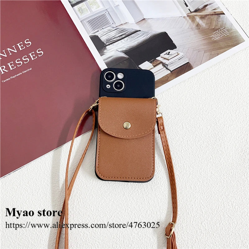 Trendy Leather Wallet Crossbody Strap Phone Case For Motorola Moto edge 40 Neo 30 Lite 50 Pro Cover Necklace Lanyard Cord Bag