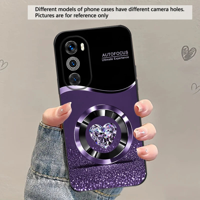 Purple Circle Diamond For Motorola Moto G 04 G05 G14 15 24 34 35 54 55 75 84 85 Edge 40 50 Fusion 60 Fusion TPU soft phone case
