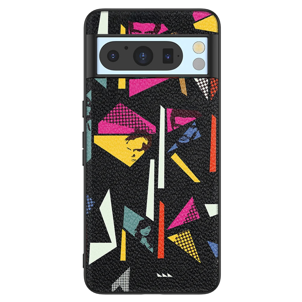 Back Cover Leather Case for Google Pixel 4 XL 4A 5 5A 5G 6 Pro 6A 7 Pro 7A 8 Pro 8A High Quality with Color Triangle Image Print