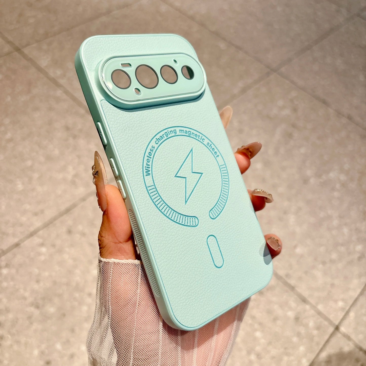Original Embossed Lightning Leather Magnetic Phone Case For Google Pixel 8 9 10 11 Pro XL 10A 9A 8A For Magsafe Shockproof Cover