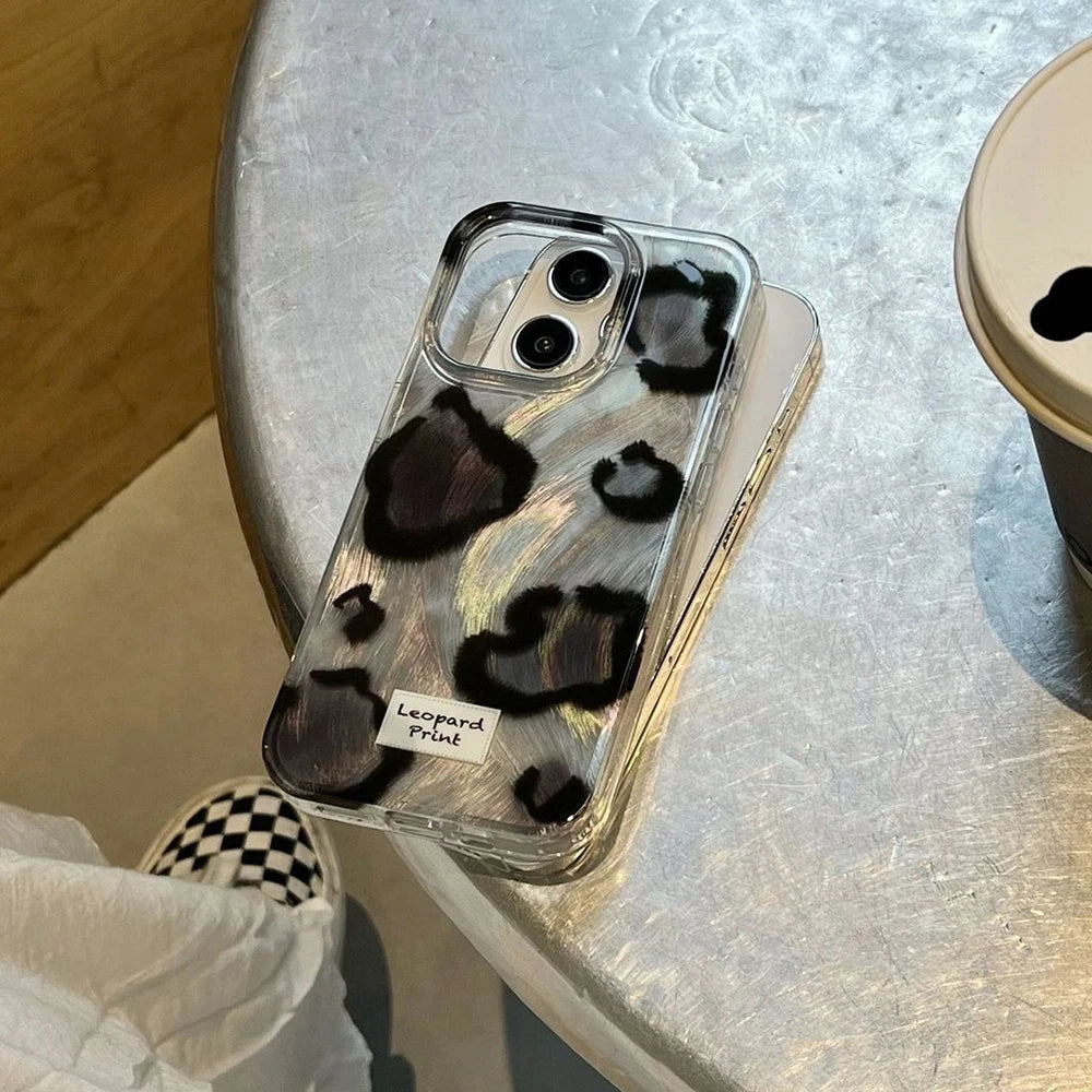 For Motorola Moto Edge 60 50 Fusion E15 G53 G13 G84 G34 G54 G24 G04S G75 Fashion Leopard Dazzle Lustre Lining Hard Phone Case