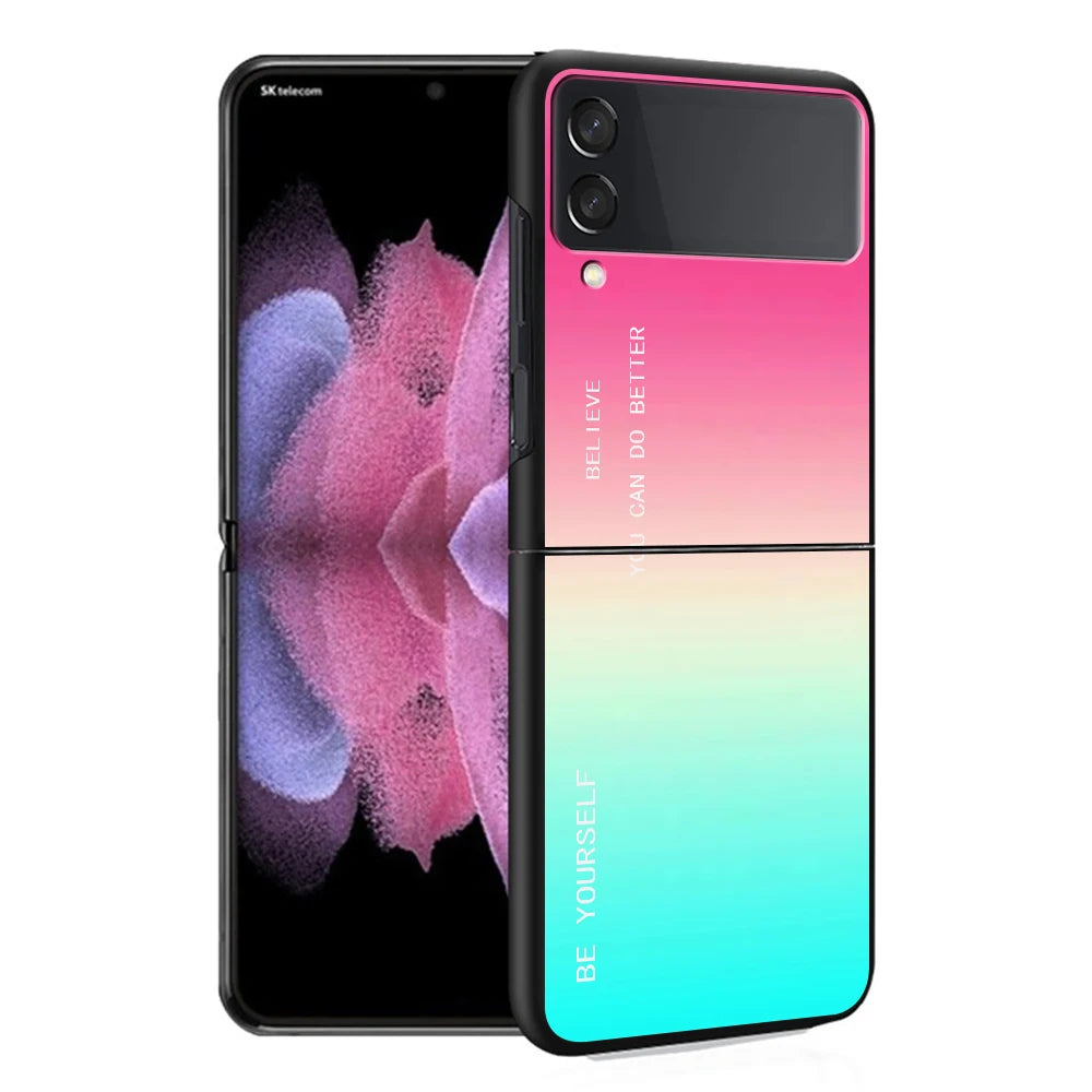 Cover Case for Samsung Galaxy Z Flip 5 Z Flip 4 ZFlip Z Flip 3 5G ZFlip3 Flip4 ZFlip4 Flip3 Black Gradient BE YOURSELF