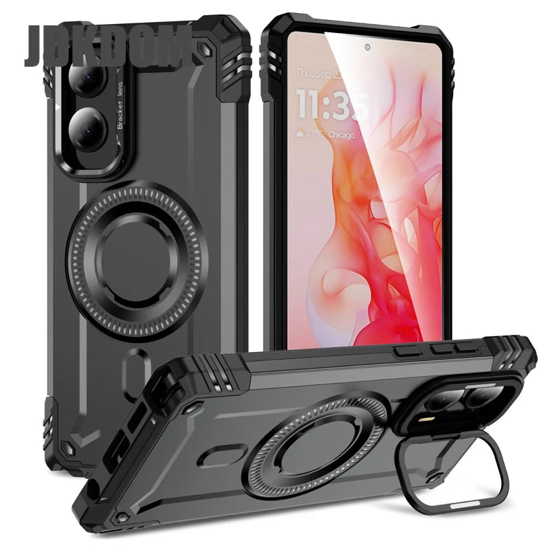 JDKDOM Military Shockproof Bracket Phone Magnetic Case For Motorola G Play G Power 2025 G Stylus 5G 2024 G Pure G 5G 2023 Cover
