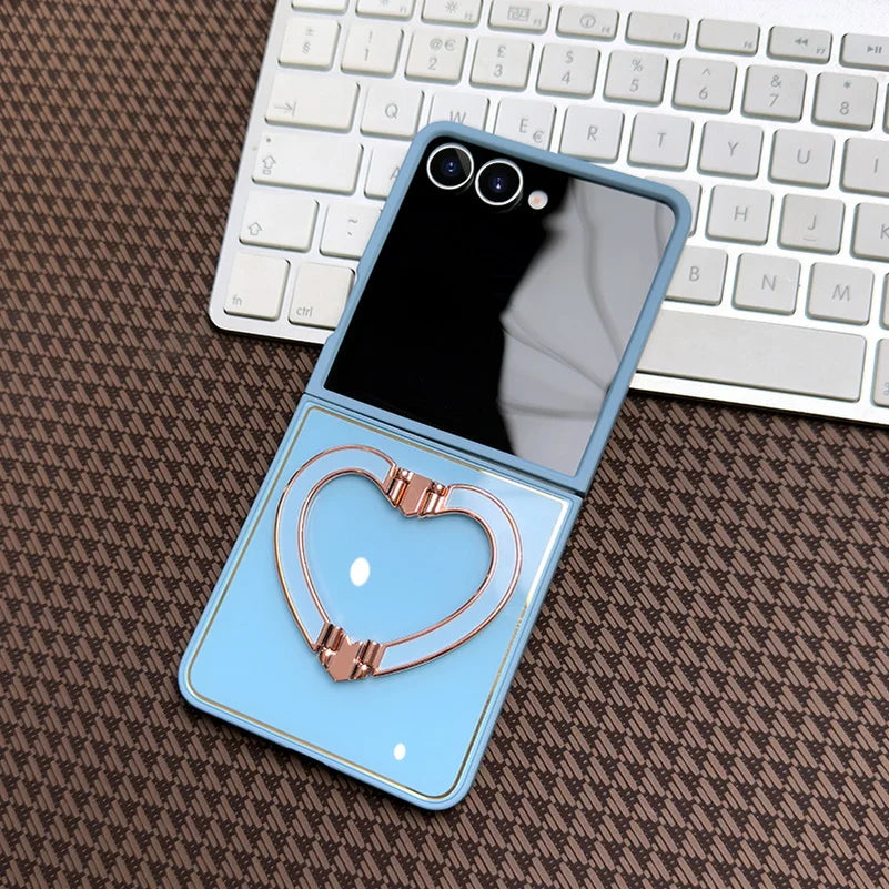 Acrylic Love Bracket Finger Ring Holder Phone Case For Samsung Galaxy Z Flip 7 flip7 Slim Protection Cover
