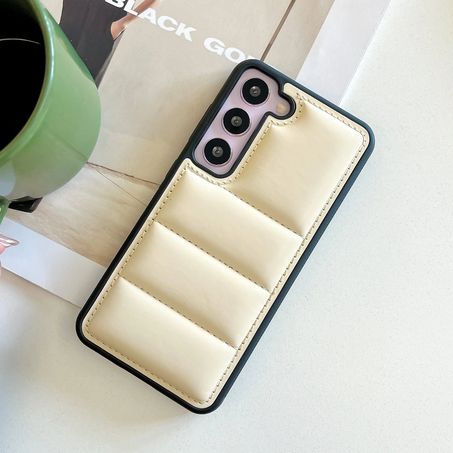 Luxury Soft Down Jacket Liquid Silicone Candy Case For Samsung S25 S24 S23 S22 Ultra Plus Fashion The Puffer Shockproof Cover