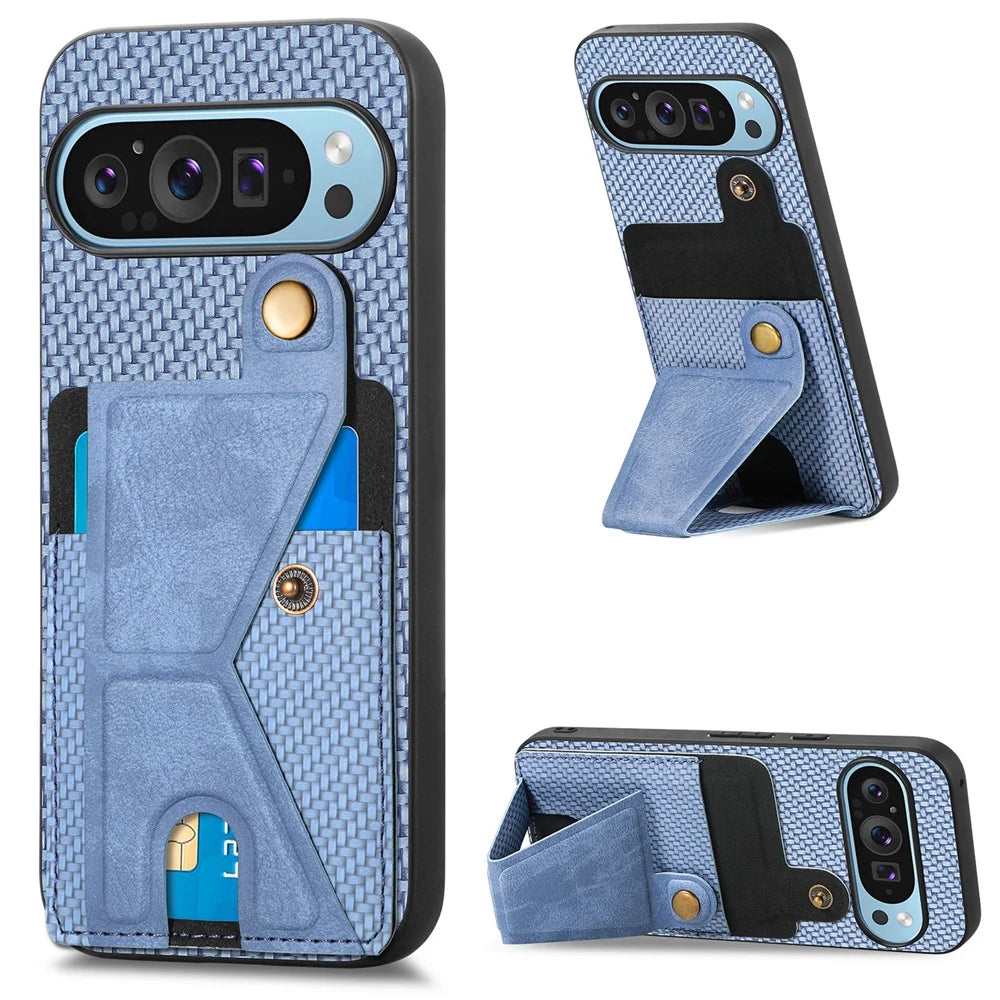 Fabric Leather Wallet Bracket Case For Google Pixel 9 8 7 6 Pro 8A 7A 6 A 9Pro Card Slot Bag Magnetic Folding Stand Holder Cover