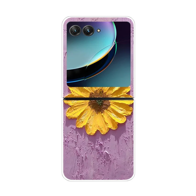 Case For Motorola Razr 40 Ultra Transparent Hard Folding Luxury Pattern For Motorola Moto Razr 40 Ultra Clear Cover Razr40 Ultra