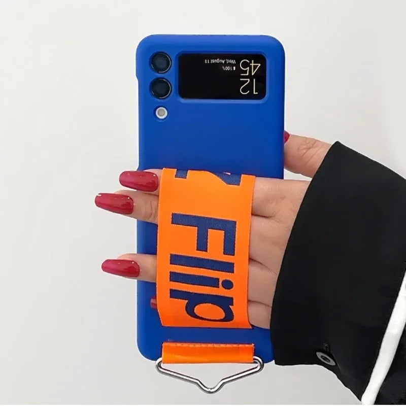 Z flip 6 7 Case Luxury Wristband For Samsung Galaxy Z Flip 7 4 5 3 6 Wrist Strap Hard Shockproof Flip4 Flip6 Zflip5 Z6 Z7 Cover