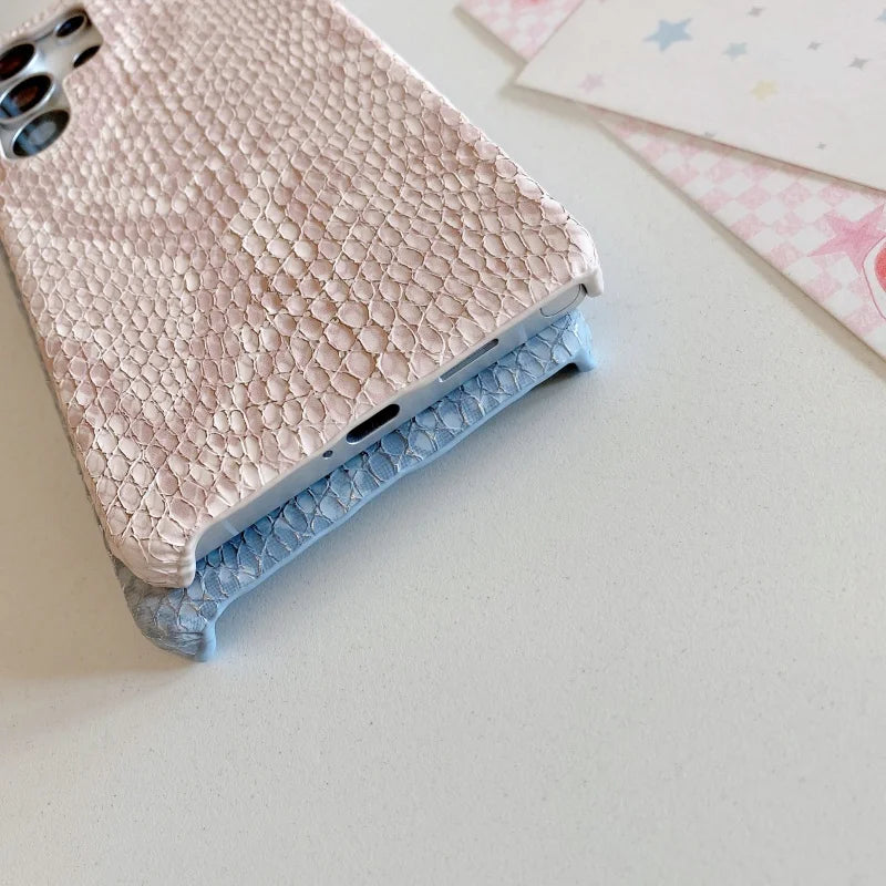 Luxury Golden Snake Leather Phone Case for Samsung Galaxy S25 S24 S23 S22 S21 S20 Ultra Plus FE Note A viper Skin Cover Funda