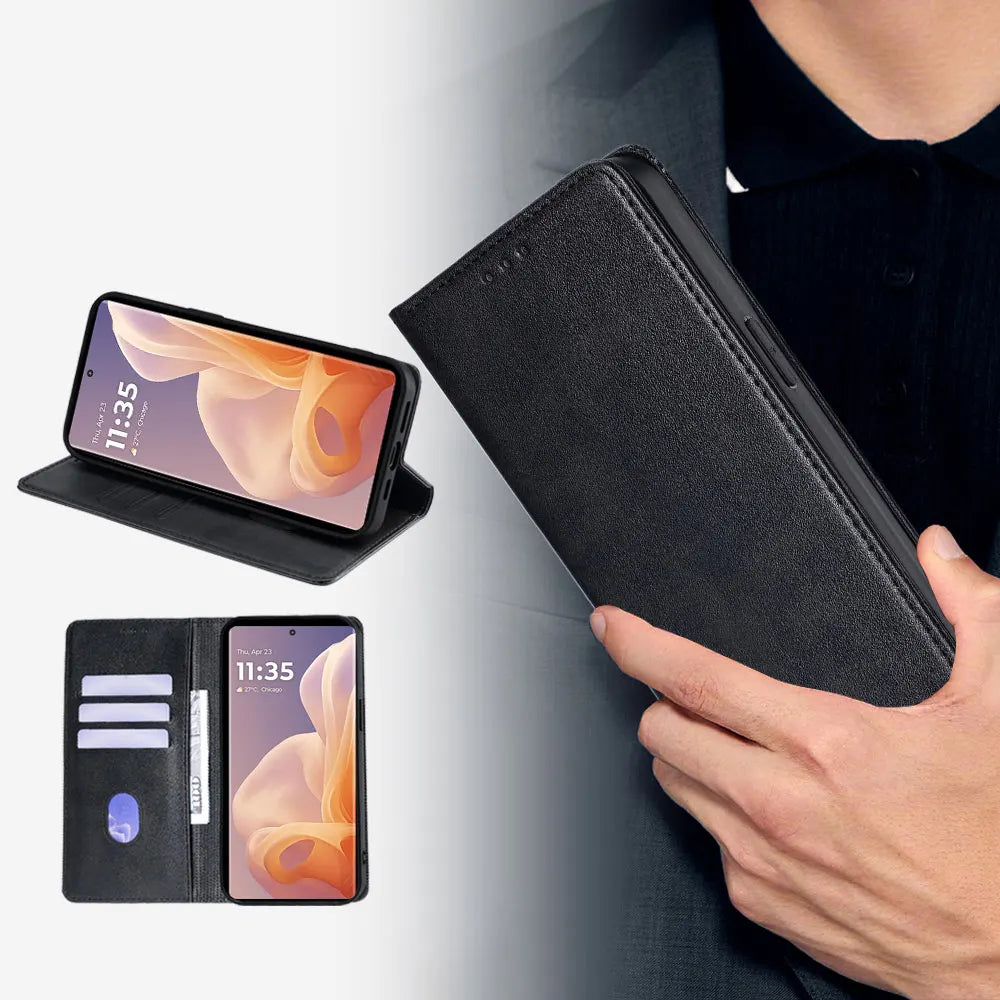 For Moto G75 Leather Flip Case Magnetic Business Wallet Case for Motorola G35 G45 G55 G75 G85 G15 G05 Moto G 5G 2025 Book Cover