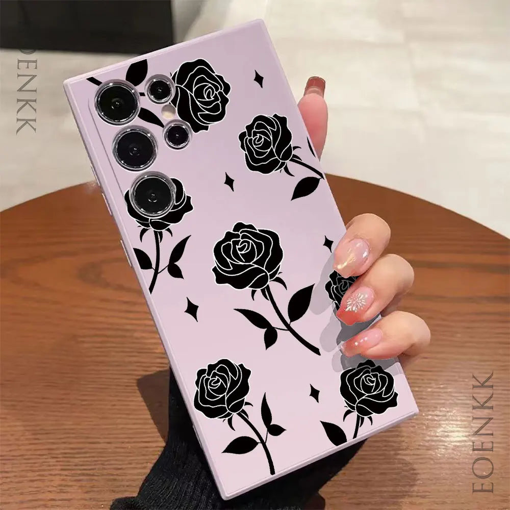New Retro Fashion Rose Phone Case For Samsung Galaxy A25 A32 A33 A72 A73 Note 10 20 Plus S25 S24 S23 S22 S21 Ultra FE 5G Cover