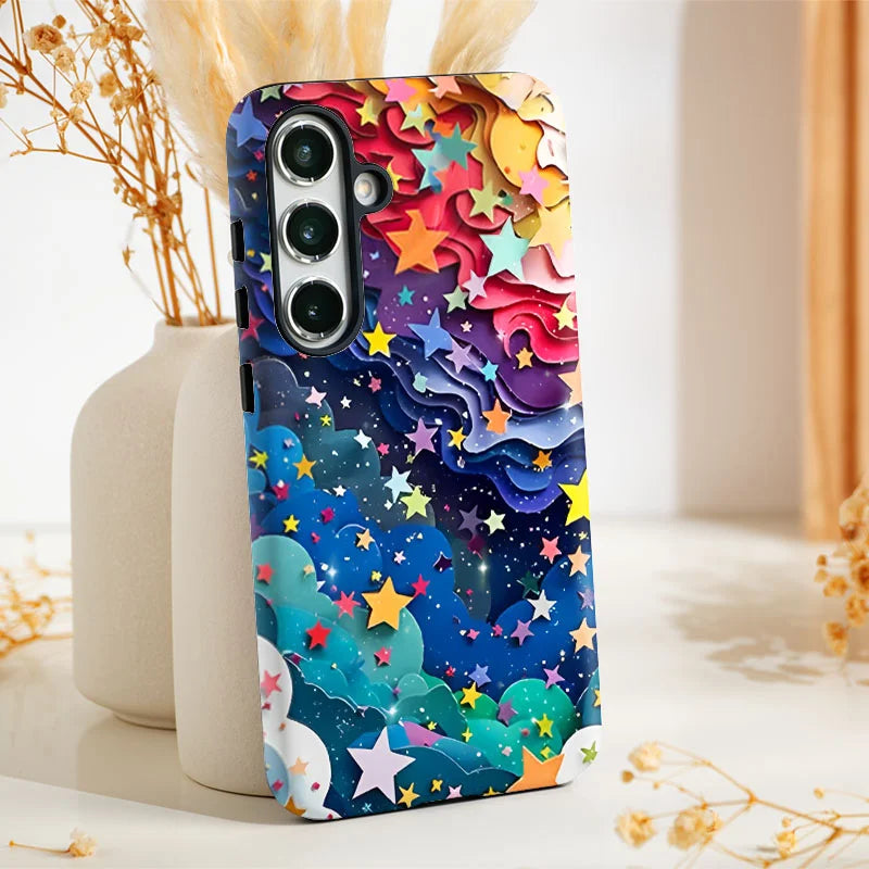 2 IN 1 Film shell Phone Case For Samsung S25 S24 S23 S22 S21 Plus Ultra S25 Edge S20 FE A56 A16 15 26 36 Dreamy Starry Sky Cover