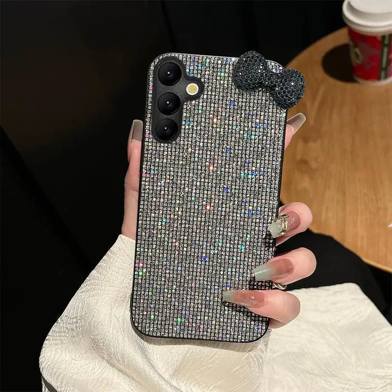 Luxury Shiny 3D Diamond Bowknot Phone Case For Samsung Galaxy S25 Ultra S24 S23 S22 Plus FE S25Edge Lovely Soft Cover
