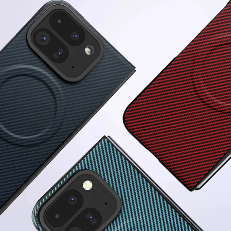 Magnetic Case for Google Pixel 10 9 Pro Fold Leather Carbon Fiber Texture Cover for Mag-safe Wireless Chagre Shell Phone Fundas