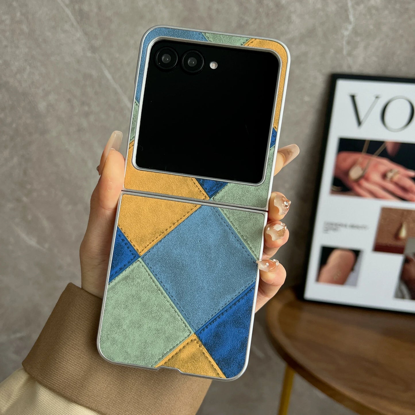 Fashion Retro Leather Case for Motorola Razr 50 Ultra Moto Razr50 5G 2-piece Set Protection Plain Anti-Scratch Lightweight Cover