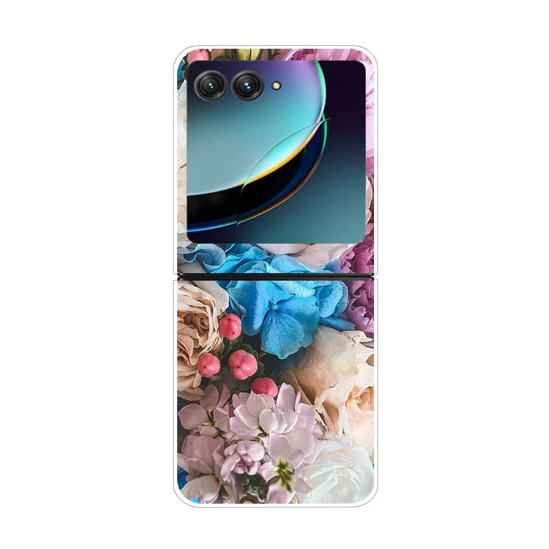 Case For Motorola Razr 40 Ultra Transparent Hard Folding Luxury Pattern For Motorola Moto Razr 40 Ultra Clear Cover Razr40 Ultra