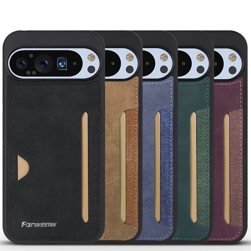 EUCAGR Luxury PU Leather Phone Case For Google Pixel 10 10 Pro XL Pixel 9A Pixel 9 Pro XL Soft Card Holder Shockproof Back Cover