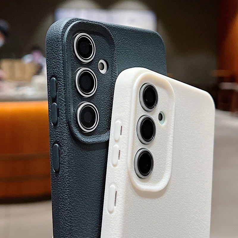 Leather Texture Soft TPU Case For Samsung Galaxy S24 S23 FE S25 S22 Ultra A15 A16 A25 A34 A35 A56 A53 A54 A55 A26 5G Phone Cover