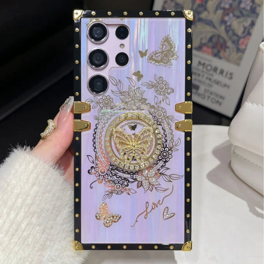 Butterfly Stand Phone Case For Samsung Galaxy S23 S24 FE S22 S21 S25 Ultra Plus A56 A36 A26 A16 A06 A52 S A34 A23 A15 A14 5G A24