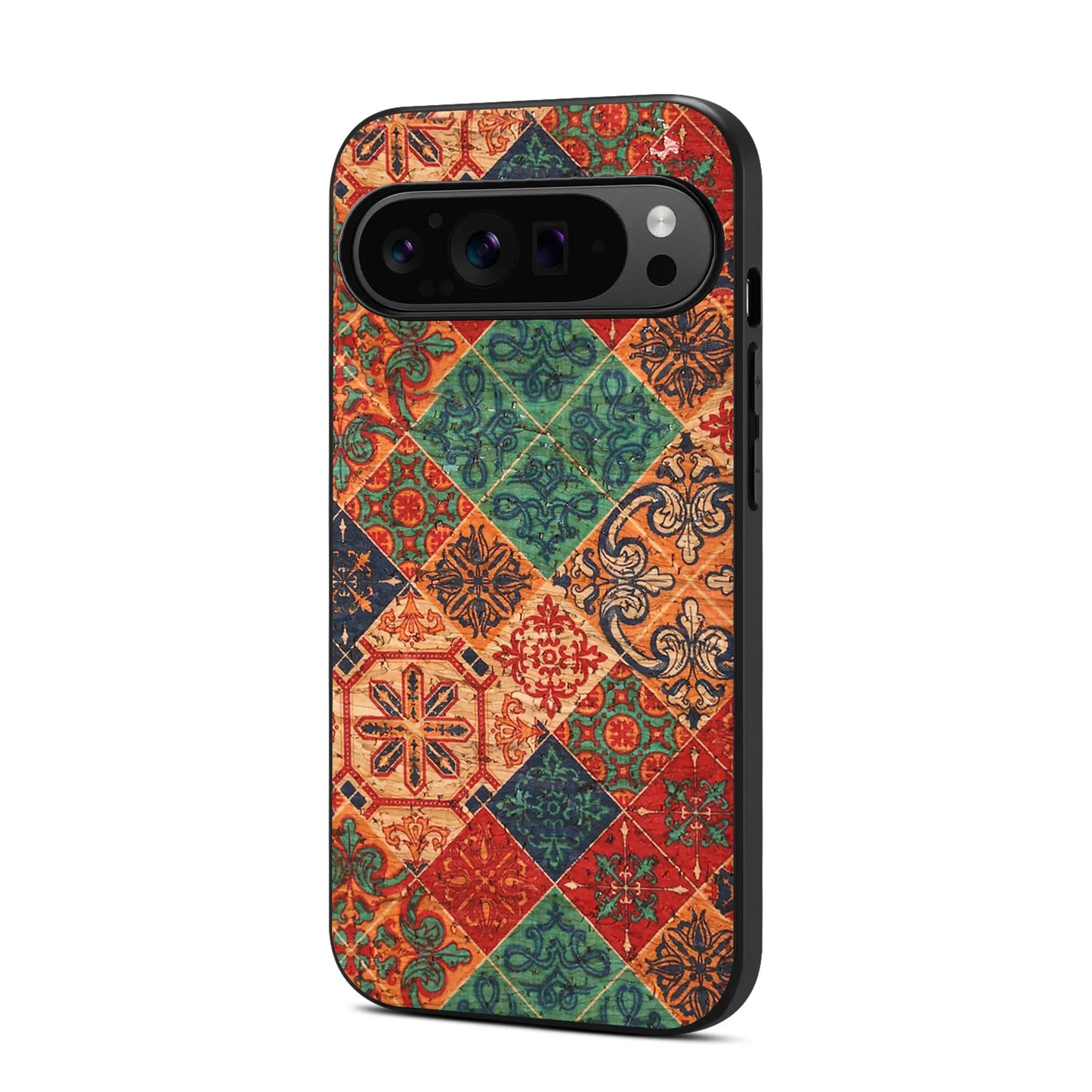Luxury Phone Case for Google Pixel 10 Pro Xl 9 Pro 9A 8 8A 7 7A 6 6A Flower Design Cork Fabric Synthetic PU Leather Soft Cover