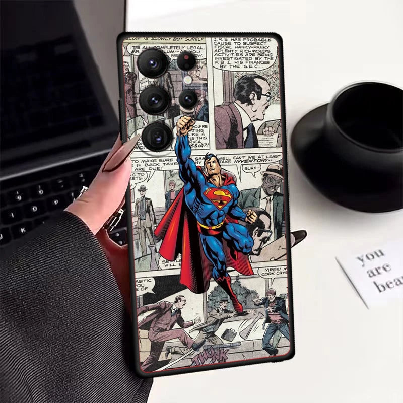 Luxury S-Supermans Comics Cool For Samsung Galaxy S24 S23 S22 S21 S20 FE S10 S10E Plus Ultra Pro Lite 5G Black Funda Phone Case