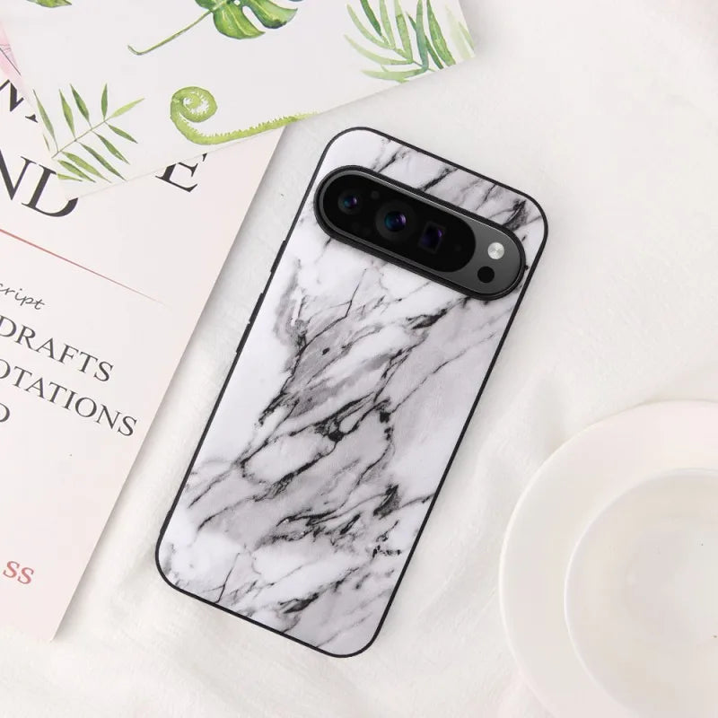 For Google Pixel 10 Pro 8 7 6 9 Pro XL 9A 8A 7A Leather Case With Finger Ring Holder Carbon Fiber Saffiano Leopard Print Cover