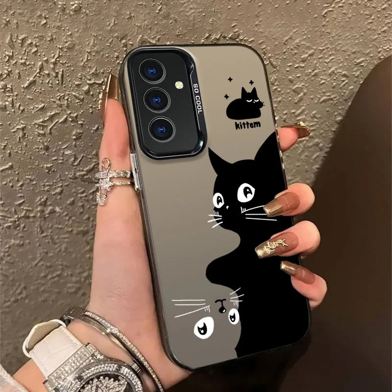 For Samsung Galaxy S25 Ultra Case Samsung S24 S24Ultra S22 S23 FE S 25 Case IMD Black Long Snake Animal Pattern Hard Phone Cover